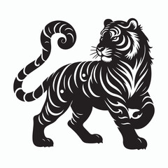 tiger silhouette vector on white background
