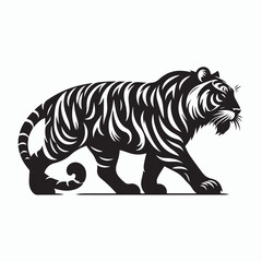 tiger silhouette vector on white background