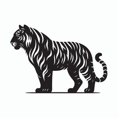 tiger silhouette vector on white background
