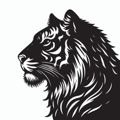 tiger silhouette vector on white background