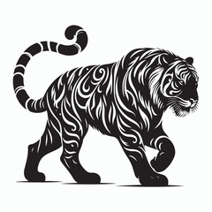 tiger silhouette vector on white background