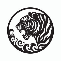 tiger silhouette vector on white background