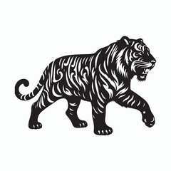 tiger silhouette vector on white background