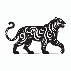 tiger silhouette vector on white background