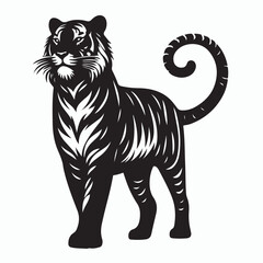 tiger silhouette vector on white background