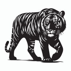 tiger silhouette vector on white background