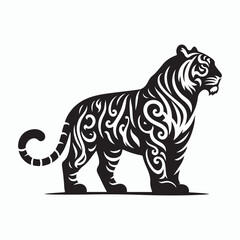 tiger silhouette vector on white background