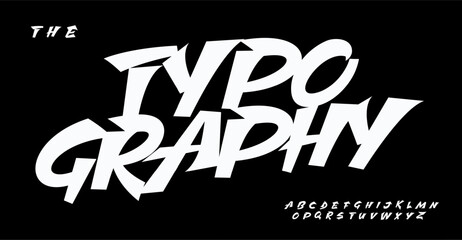 Dynamic hand-drawn font for youthful modern logo lettering, fresh headline, contemporary comic and retro game-inspired typography, vibrant typographic design. Vector illustration