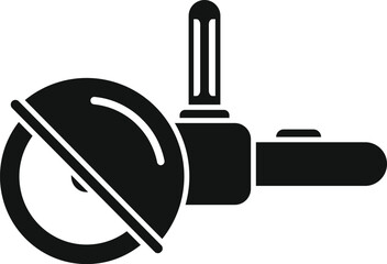 Black icon of an angle grinder showing the cutting disc with motion lines illustrating the blade rotation
