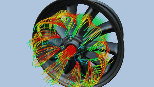 CFD simulation Computational fluid dynamics - Wheel airflow simulation