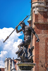 Obraz premium Fountain of Neptune in Gdansk, Poland 