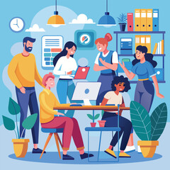 People work in office together illustration