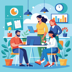People work in office together illustration