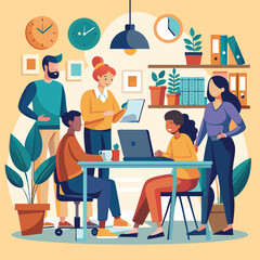 People work in office together illustration