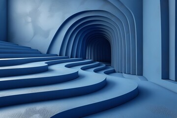 Fototapeta premium Blue monochrome, background for product presentation. Interior. Generative AI