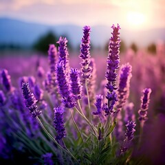 Obraz premium lavender field at sunset
