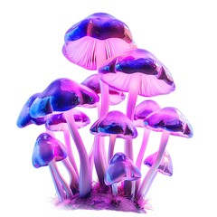 A Group Of Purple Mushrooms On A White Background  