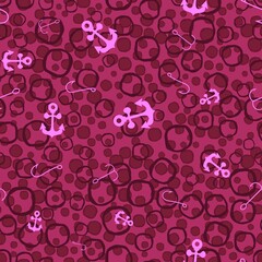 Summer print seamless anchors and bubble pattern for wrapping paper and fabrics