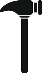 Silhouette icon of a blacksmith hammer standing with wooden handle