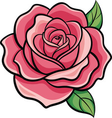 Color red rose vector art illustration