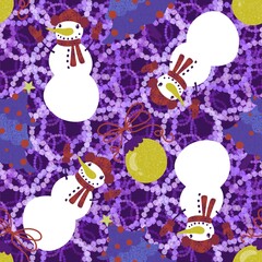 Winter seamless snowman pattern for fabrics and textiles and packaging