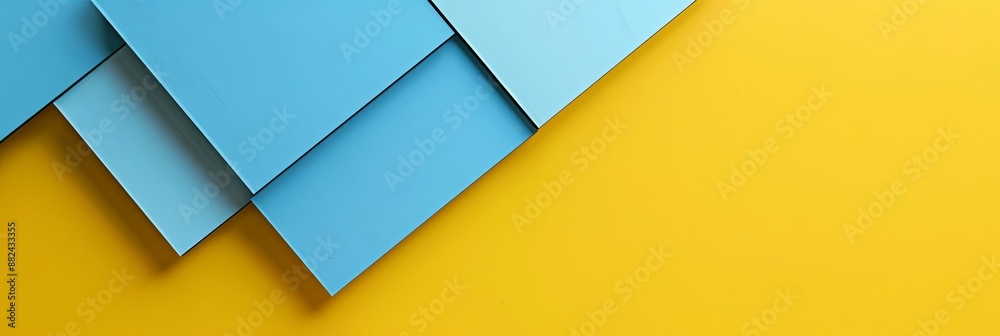 Poster blue square lines on a yellow background illustrating simplicity and clarity in design