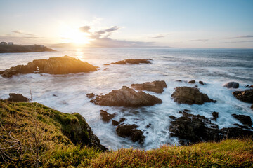 Sunset over Rocky Coastline in Tapia de Casariego