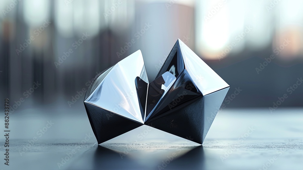 Aufkleber metallic geometric shapes with a sleek design elegantly resting on a smooth surface