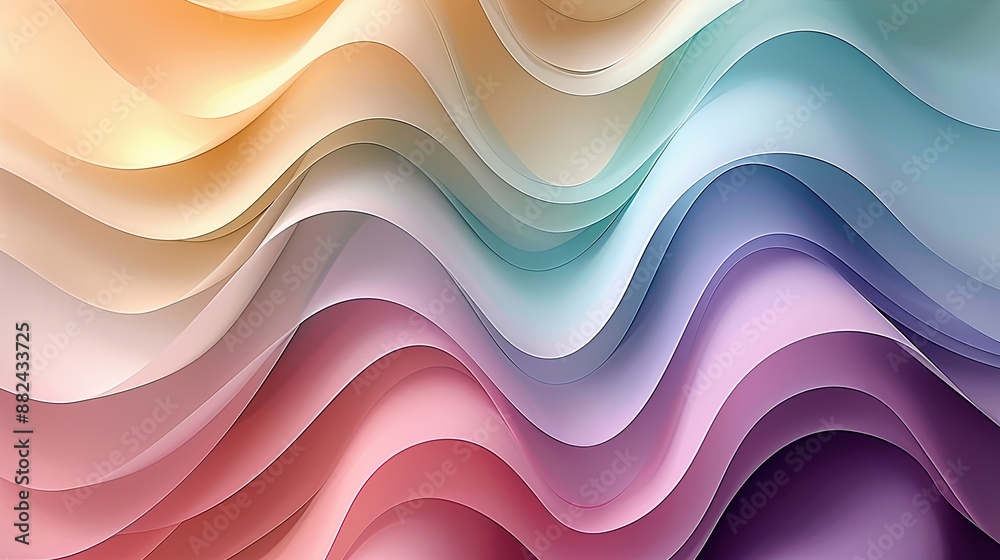 Poster abstract background featuring pastel pleated waves and intricate design elements