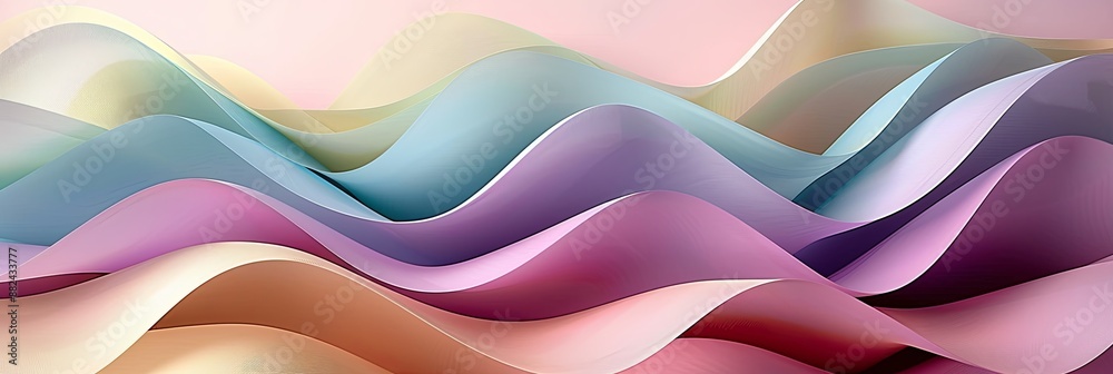 Poster delicate pleats adorn a mesmerizing abstract pastel wave background, creating a dreamy and elegant d