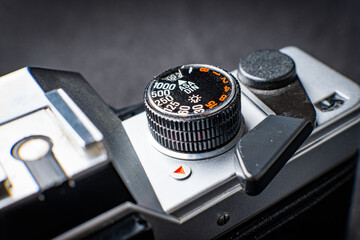 Close Up Of A Vintage Film Camera's ISO Dial