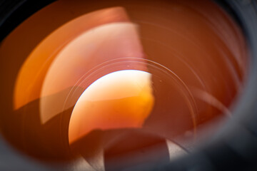Close Up View Through the Lens of a Vintage Photography Camera