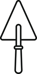 Simple line icon of a trowel with wooden handle for construction and plastering work