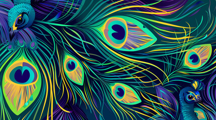 Colorful peacock feathers 