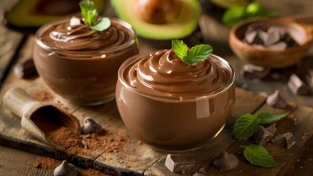 A chocolate avocado pudding as a healthier alternative to regular pudding made with butter and cream.