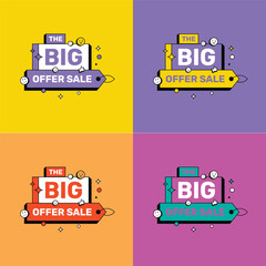 Offer sale logo boxy design vector illustration