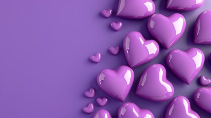 Minimalist lavender heart shaped abstract 3d rendering with empty space, contemporary design