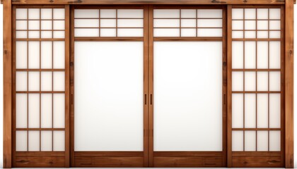 wooden window dooor isolated on white