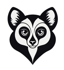 Lemur black and white isolated logo or symbol. Can be used as emblem or mascot for sports or other products.