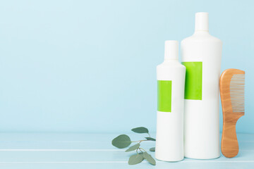 Professional herbal hair care on wooden table