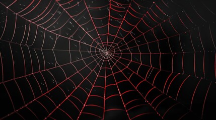 Obraz premium High quality stock photo of dark and red neon cobweb threads in minimalist flat lay style