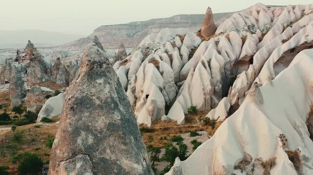 Aerial 4K top view of Cappadocia in Turkey. Drone shot