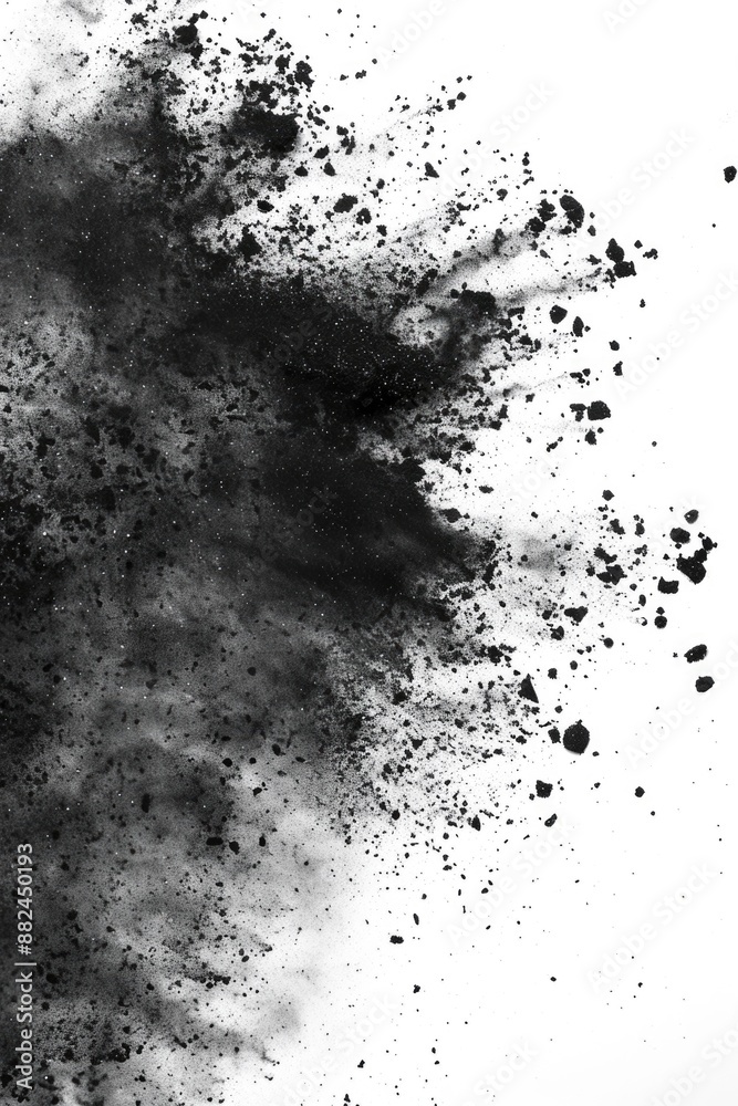 Poster a close-up shot of a large dust cloud in black and white, suitable for use in editorial or commercia