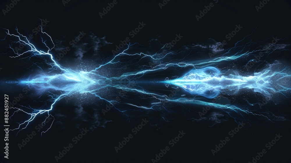 Poster a dramatic scene of lightning illuminating the darkness, great for use as a background or atmospheri