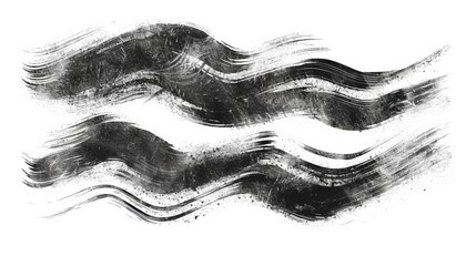 This image showcases grungy wavy patterns in a black and white abstract style. The image features dynamic, textured, and fluid lines creating a sense of motion.