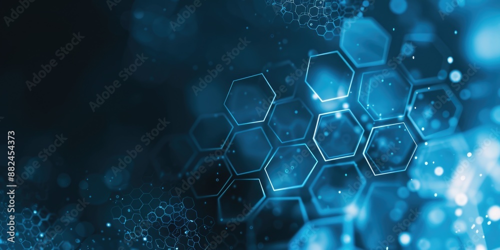 Poster A collection of hexagons arranged in a pattern on a blue background, suitable for use in designs and illustrations