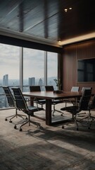 Fototapeta premium Empty Office Meeting Room. High Floor