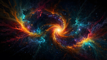 Abstract Colorful Spiral Nebula in Deep Space | Mesmerizing Cosmic Vortex Illustration