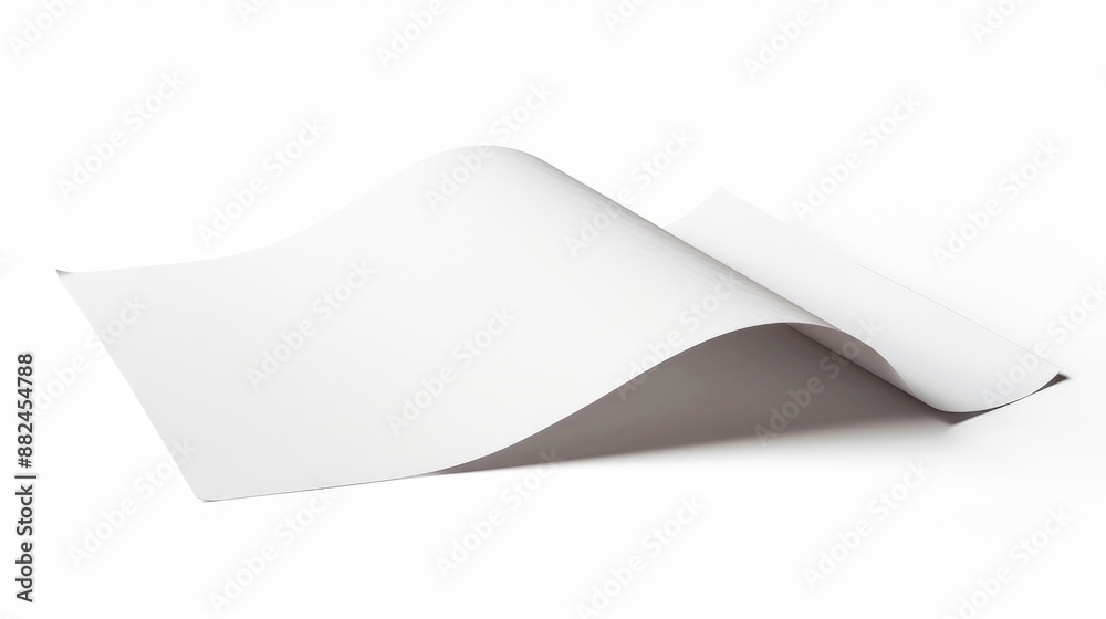 Poster a close-up shot of a white sheet of paper on a white background, perfect for representing simplicity