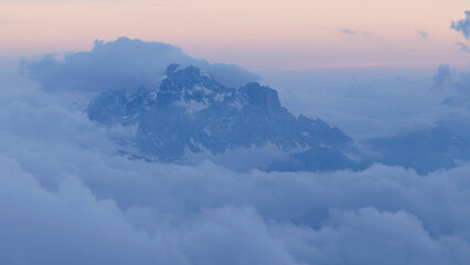 Italy dolomites natural park Giau pass surroundings clouds and general images with drone